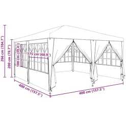 vidaXL Partytent 400 x 400 x 266 cm Blauw Polyetheen