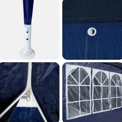 vidaXL Partytent 400 x 400 x 266 cm Blauw Polyetheen