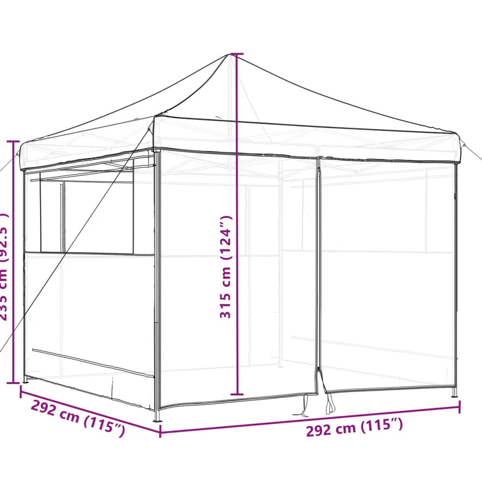 vidaXL Partytent 292 x 292 x 315 cm Oranje Oxford Stof