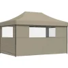 vidaXL Partytent 440 x 292 x 315 cm Taupe met Zwarte Frame