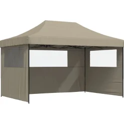 vidaXL Partytent 440 x 292 x 315 cm Taupe met Zwarte Frame