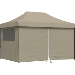 vidaXL Partytent 410 x 279 x 315 cm Taupe met Zwart Frame