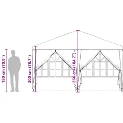 vidaXL Partytent 400 x 400 x 266 cm Wit Polyetheen