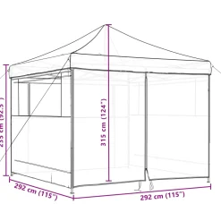 vidaXL Partytent 292 x 292 x 315 cm Zwart Oxford Stof