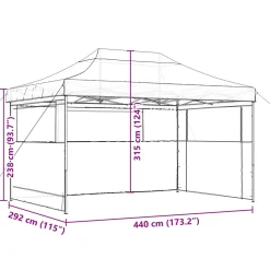 vidaXL Partytent 292 x 440 x 315 cm Zwart Oxford Stof