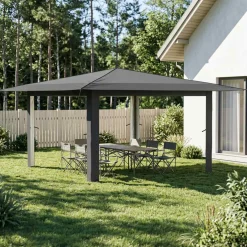 vidaXL Paviljoen zonder Zijwand 4 x 4 m Lichtgrijs en antracietkleurig