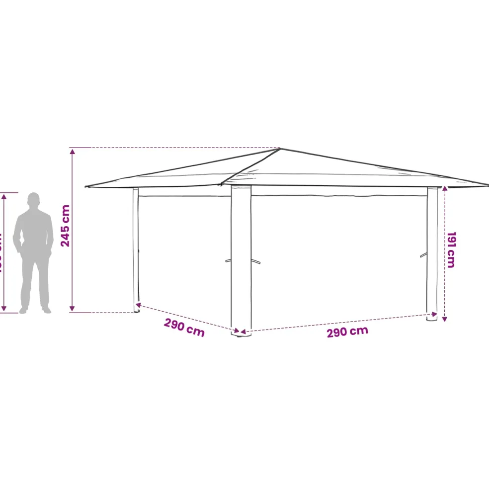 vidaXL Paviljoen zonder Zijwand 4 x 4 m Lichtgrijs en antracietkleurig