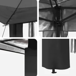 vidaXL Paviljoen zonder Zijwand 4 x 4 m Lichtgrijs en antracietkleurig
