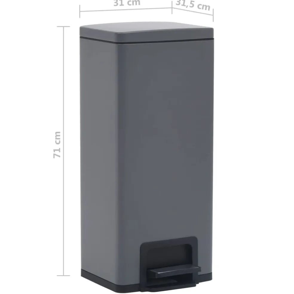 vidaXL Pedaalemmer met anti-vingerafdruk 30 L RVS grijs