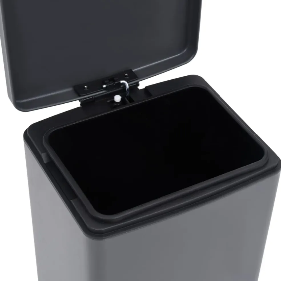 vidaXL Pedaalemmer met anti-vingerafdruk 30 L RVS grijs