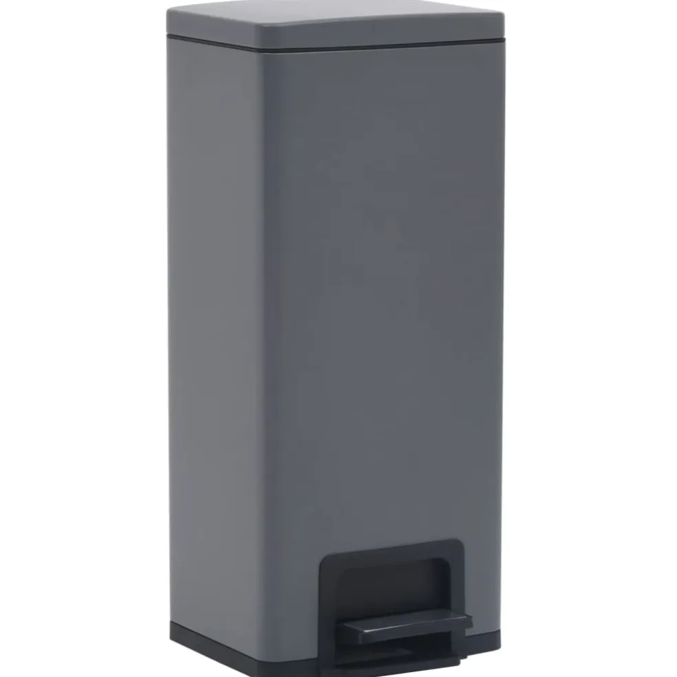 vidaXL Pedaalemmer met anti-vingerafdruk 30 L RVS grijs