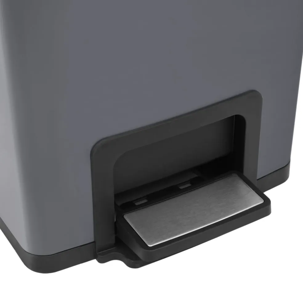 vidaXL Pedaalemmer met anti-vingerafdruk 30 L RVS grijs