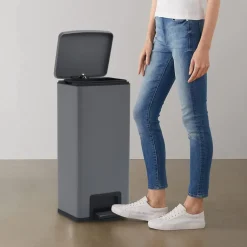 vidaXL Pedaalemmer met anti-vingerafdruk 30 L RVS grijs