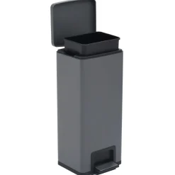 vidaXL Pedaalemmer met anti-vingerafdruk 30 L RVS grijs