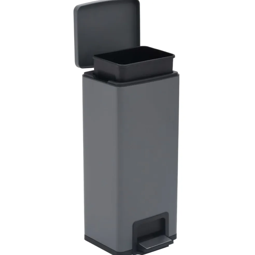 vidaXL Pedaalemmer met anti-vingerafdruk 30 L RVS grijs