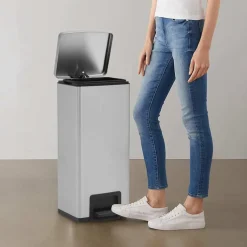 vidaXL Pedaalemmer met anti-vingerafdruk 30 L RVS zilverkleurig