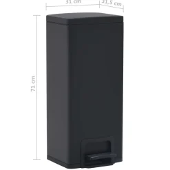vidaXL Pedaalemmer met anti-vingerafdruk 30 L RVS zwart