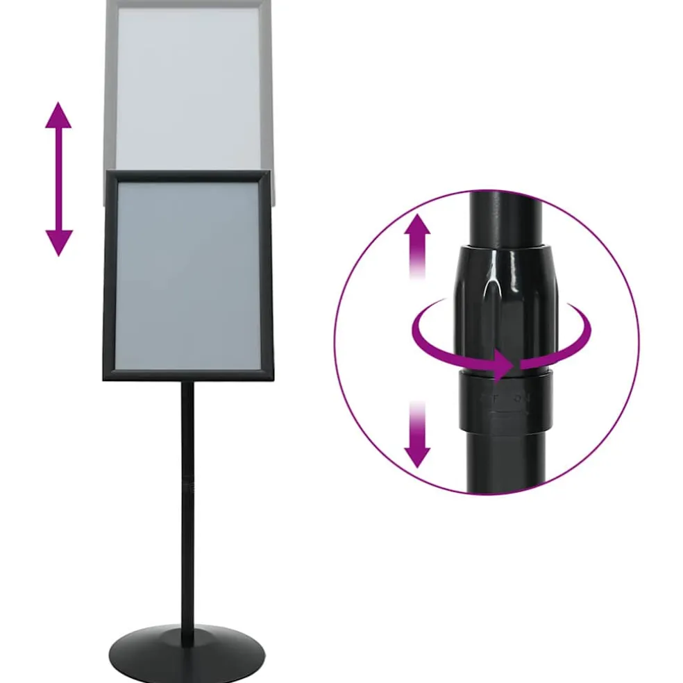 vidaXL Pedestal Posterstand a3 PVC en staal Zwart