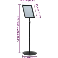 vidaXL Pedestal Posterstand a3 PVC en staal Zwart
