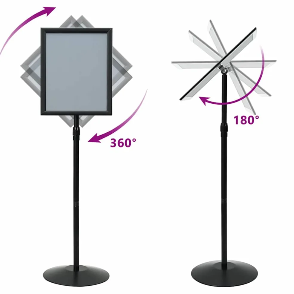 vidaXL Pedestal Posterstand a3 PVC en staal Zwart