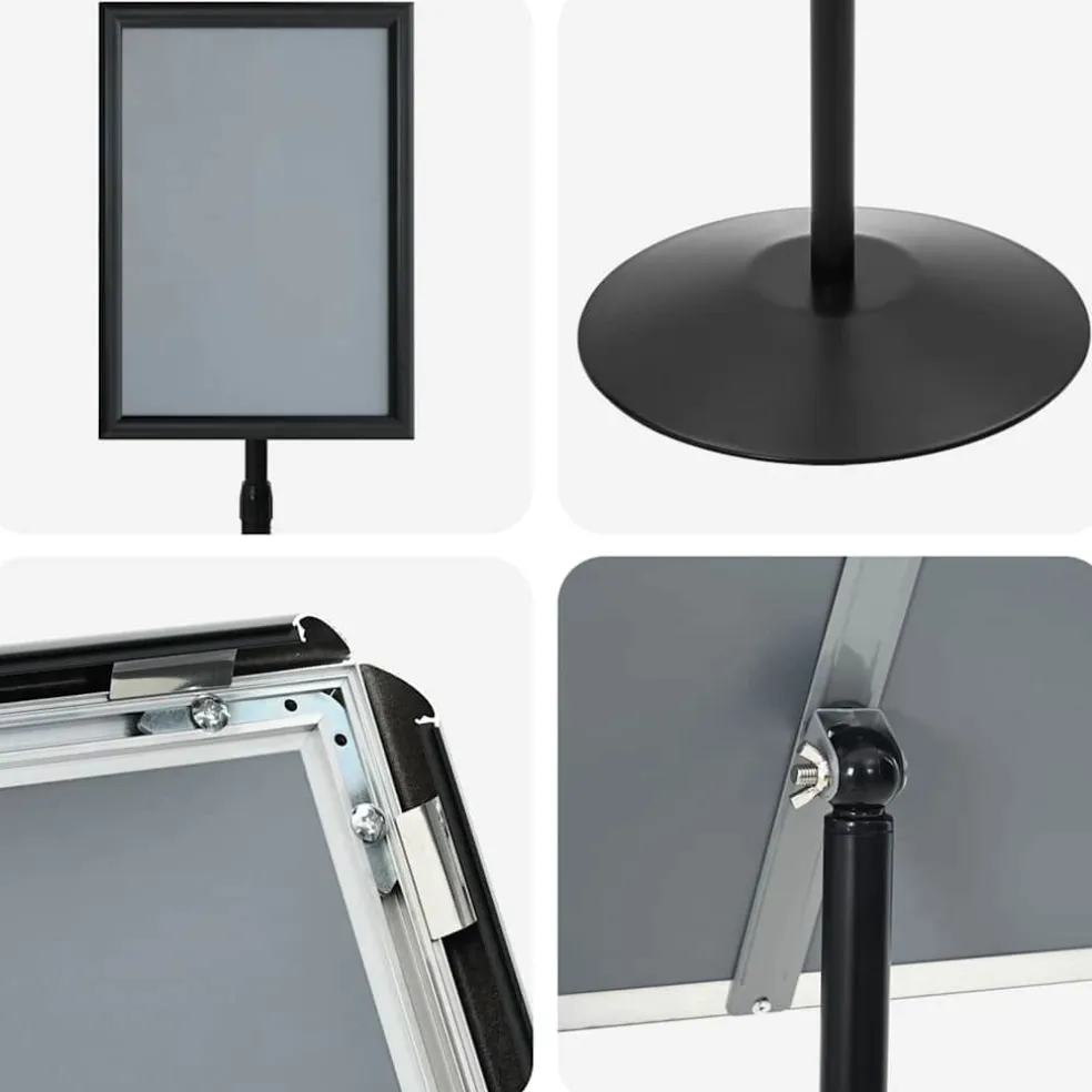 vidaXL Pedestal Posterstand a3 PVC en staal Zwart