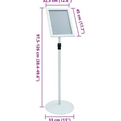 vidaXL Pedestal Posterstand 33 x 33 x 126 cm PVC en staal zilver