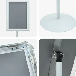 vidaXL Pedestal Posterstand 33 x 33 x 126 cm PVC en staal zilver
