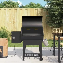 vidaXL Pelletbarbecue met bodemplaat 94 cm ijzer zwart