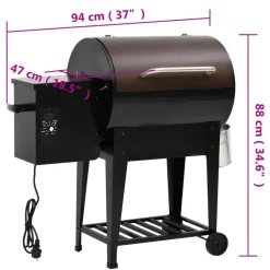 vidaXL Pelletbarbecue met bodemplaat 94 cm ijzer zwart