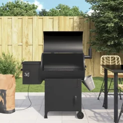 vidaXL Pelletbarbecue met schoorsteen 104 cm ijzer zwart