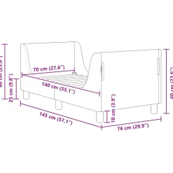 vidaXL Peuterbedframe met hoofdbord Lichtgrijs 70 x 140 cm Bouclé