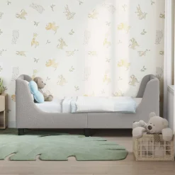 vidaXL Peuterbedframe met hoofdbord Lichtgrijs 70 x 140 cm Bouclé