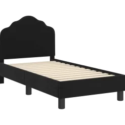 vidaXL Peuterbedframe met hoofdbord Zwart 70 x 140 cm Fluweel
