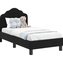 vidaXL Peuterbedframe met hoofdbord Zwart 70 x 140 cm Fluweel