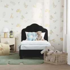 vidaXL Peuterbedframe met hoofdbord Zwart 70 x 140 cm Fluweel