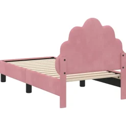 vidaXL Peuterbedframe met hoofdbord Roze 70 x 140 cm Fluweel