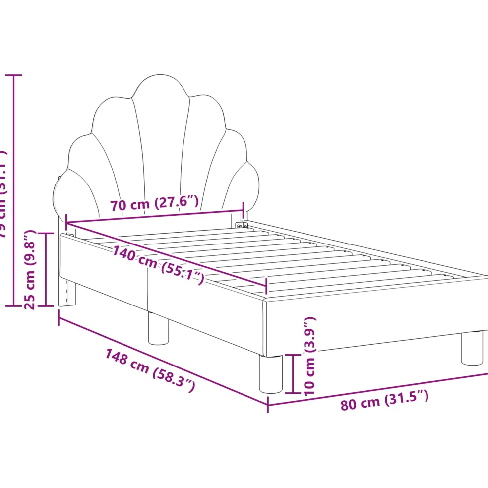 vidaXL Peuterbedframe met hoofdbord Roze 70 x 140 cm Fluweel