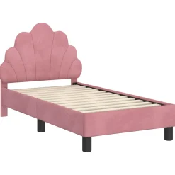 vidaXL Peuterbedframe met hoofdbord Roze 70 x 140 cm Fluweel