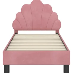 vidaXL Peuterbedframe met hoofdbord Roze 70 x 140 cm Fluweel