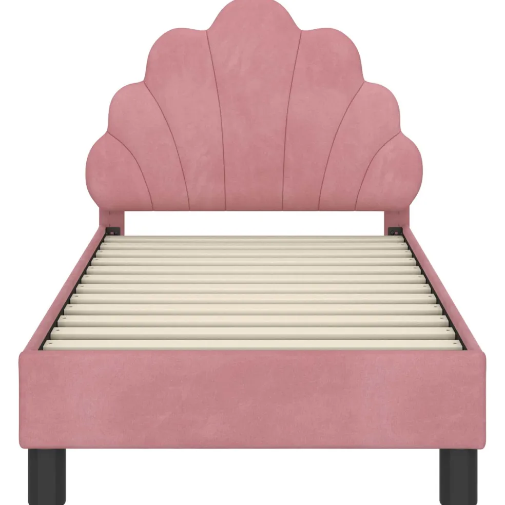 vidaXL Peuterbedframe met hoofdbord Roze 70 x 140 cm Fluweel