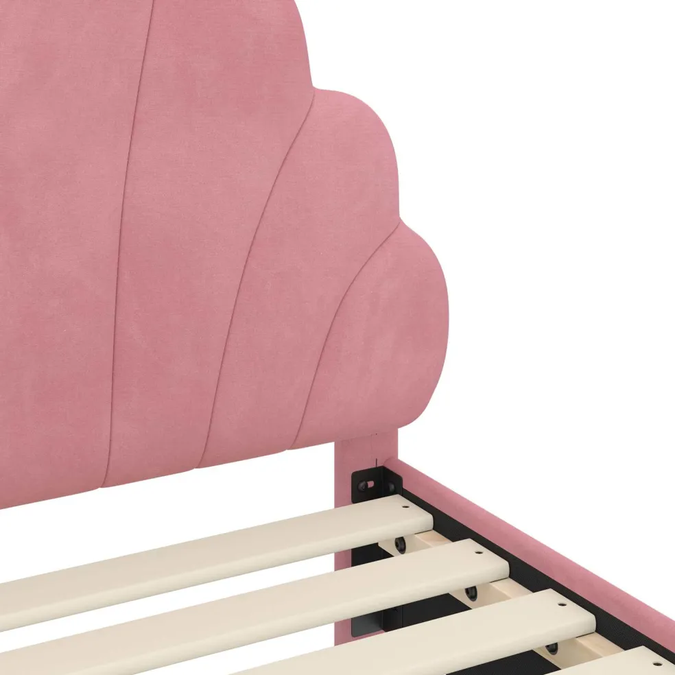 vidaXL Peuterbedframe met hoofdbord Roze 70 x 140 cm Fluweel