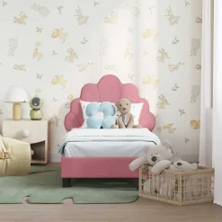 vidaXL Peuterbedframe met hoofdbord Roze 70 x 140 cm Fluweel