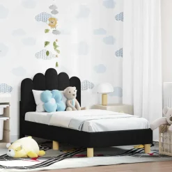 vidaXL Peuterbedframe met hoofdbord Zwart 70 x 140 cm Stof