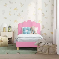 vidaXL Peuterbedframe met hoofdbord Roze 70 x 140 cm Stof