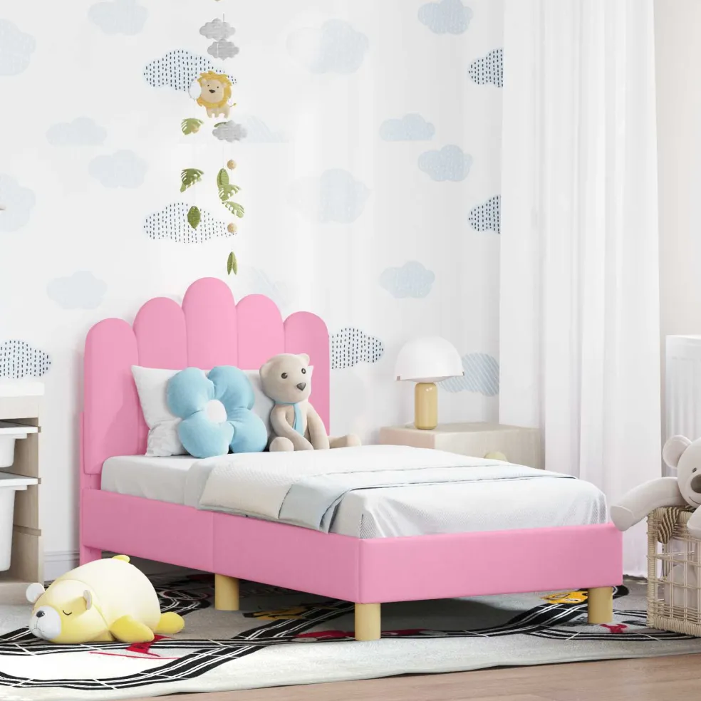 vidaXL Peuterbedframe met hoofdbord Roze 70 x 140 cm Stof