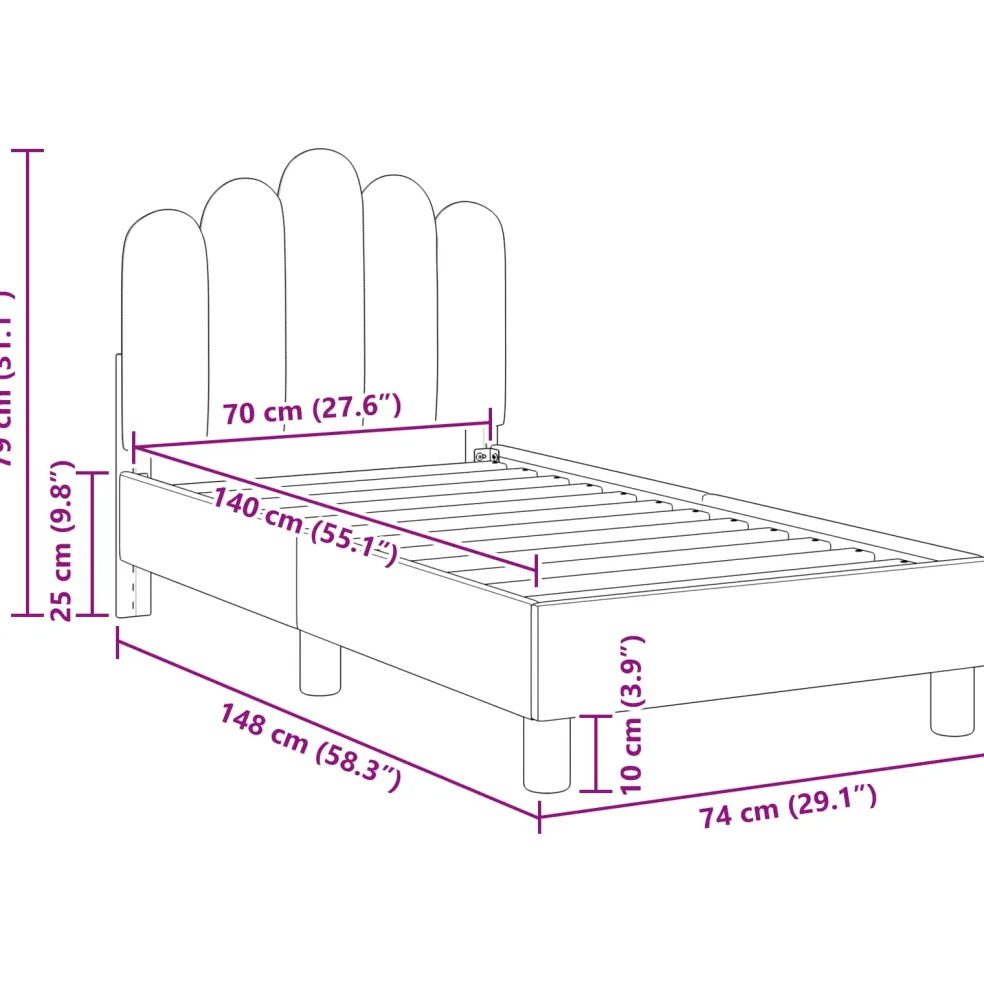 vidaXL Peuterbedframe met hoofdbord Roze 70 x 140 cm Stof