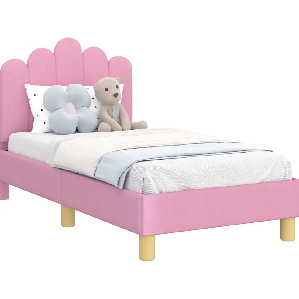 vidaXL Peuterbedframe met hoofdbord Roze 70 x 140 cm Stof