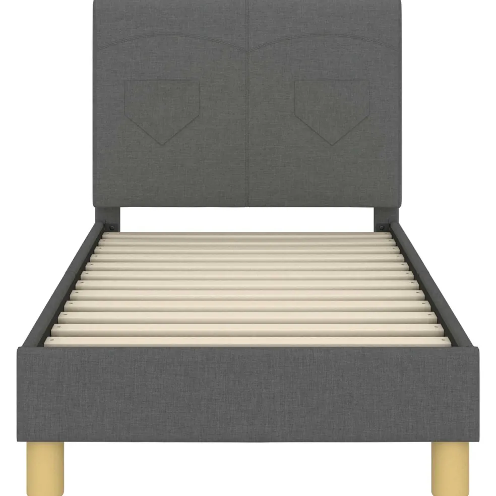 vidaXL Peuterbedframe met hoofdbord Donkergrijs 70 x 140 cm Stof