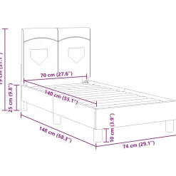 vidaXL Peuterbedframe met hoofdbord Donkergrijs 70 x 140 cm Stof