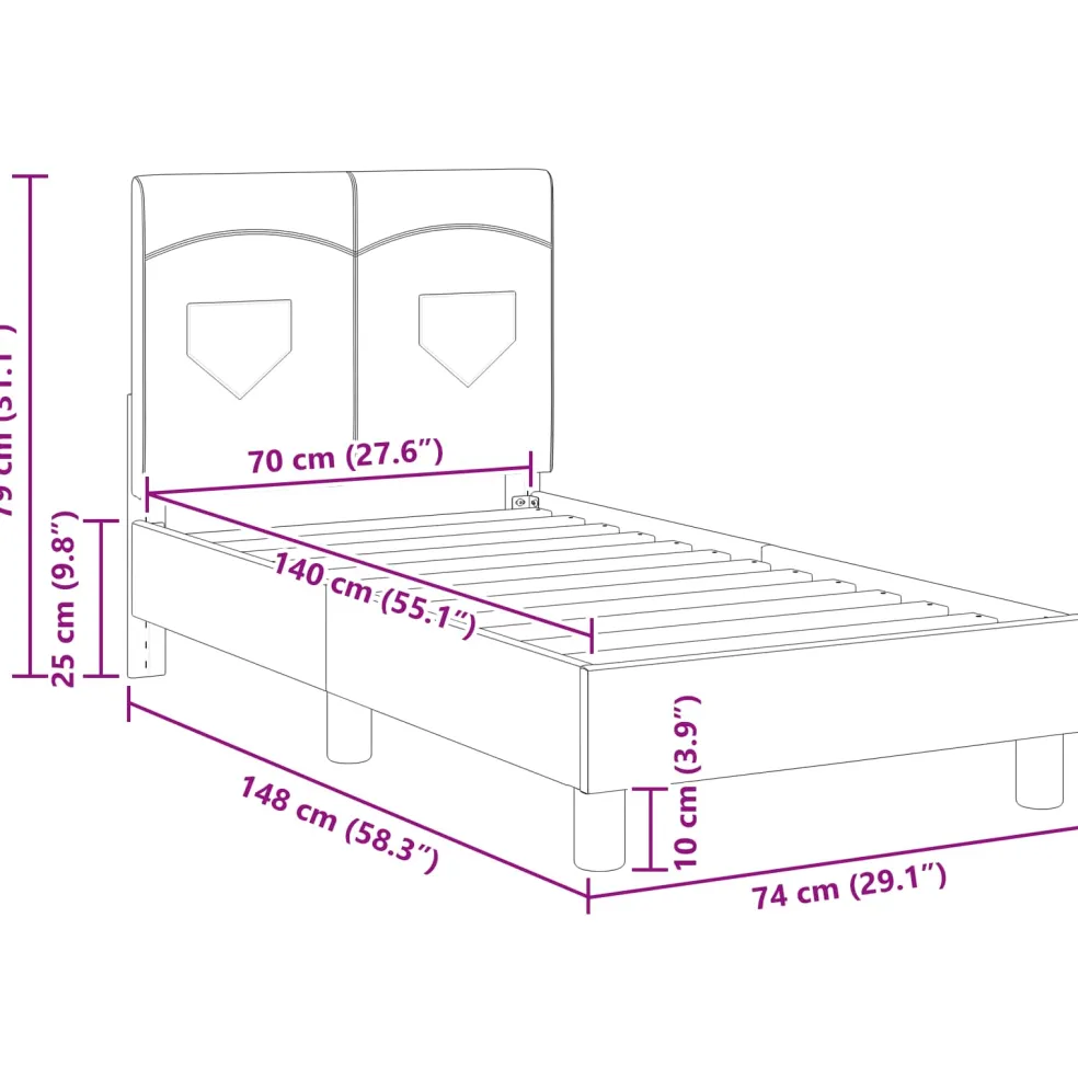 vidaXL Peuterbedframe met hoofdbord Donkergrijs 70 x 140 cm Stof